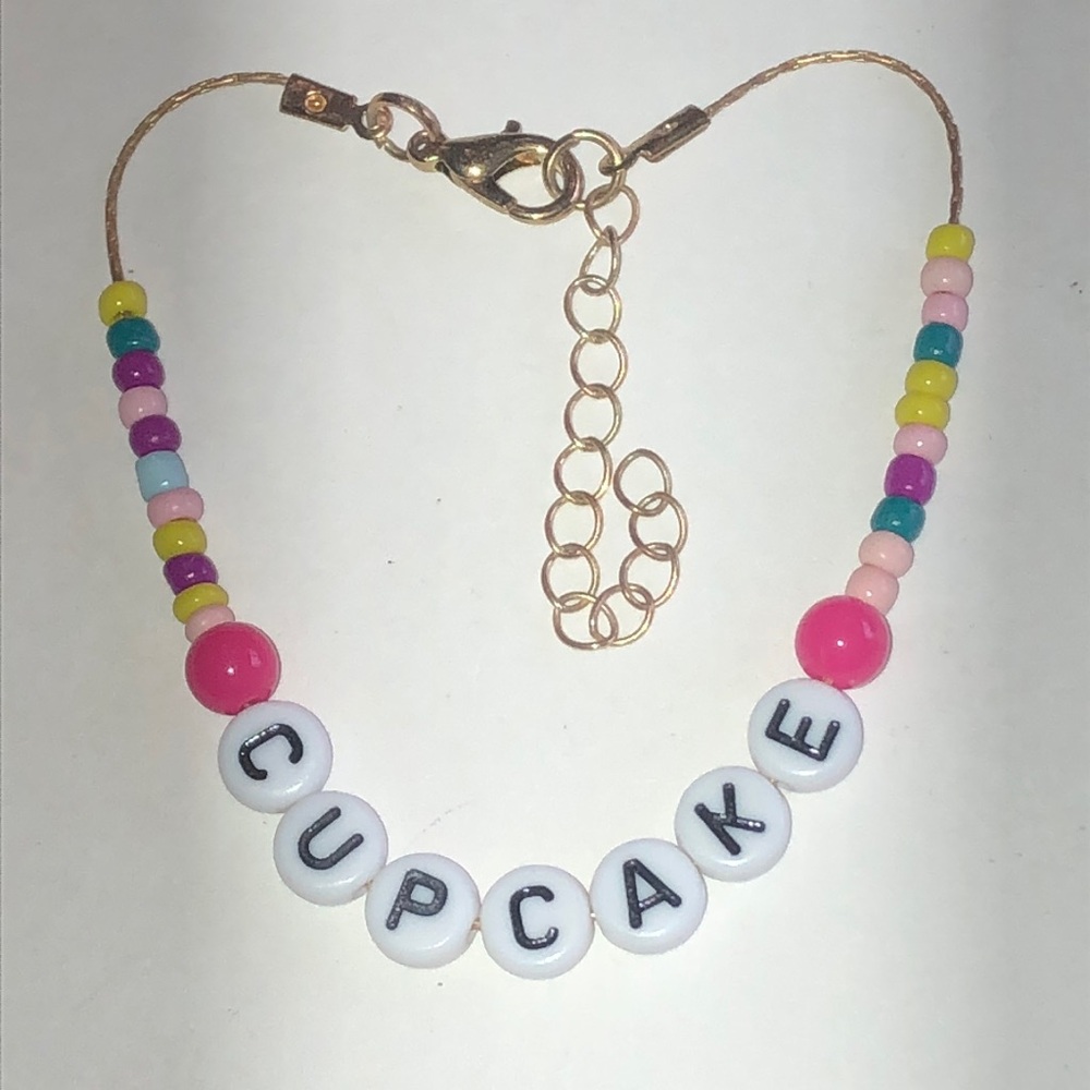 Pink Beaded 'CUPCAKE' Name Bracelet